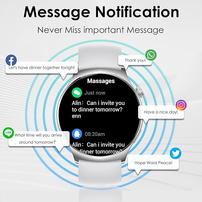 Smart Watch for Women, 1.43" HD AMOLED Bluetooth Call Smartwatch Compatible Android iPhone Phones with Fitness Tracker Counter/Heart Rate/Sleep Monitor/120+ Sports/IP68 Waterproof, Silver 2 Bands