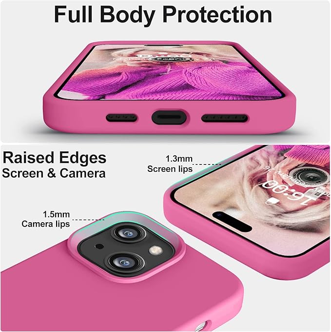Vooii Compatible with iPhone 14 Case,[Silky Touch Premium Liquid Silicone] [Soft Anti-Scratch Microfiber Lining], Ultra Slim Shockproof Protective Case for iPhone 14 - Pitaya
