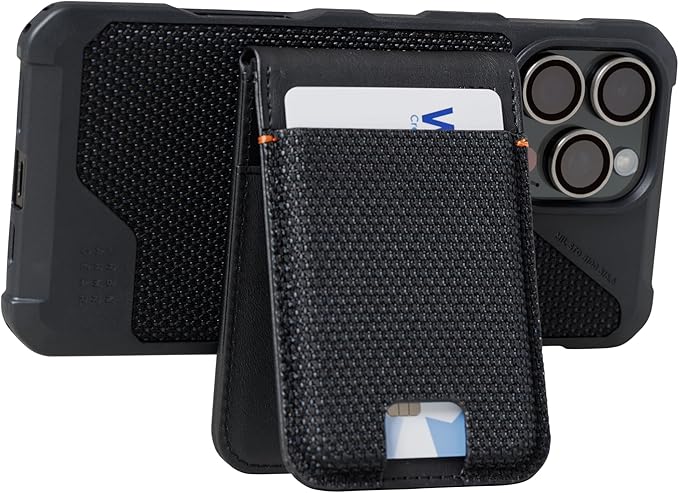 URBAN ARMOR GEAR UAG Slim Wallet Kevlar Black 6 Cards Holder with Kickstand RFID Blocking, Metropolis Magnetic Wallet Compatible with MagSafe for iPhone, Galaxy