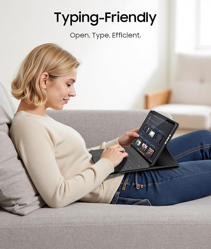 Fintie Protective Case for Microsoft Surface Pro 12 Inch (2025), Multi-Angle Viewing Portfolio Business TPU Back Cover with Pocket & Stylus Holder, Compatible with Type Cover Keyboard (Black)