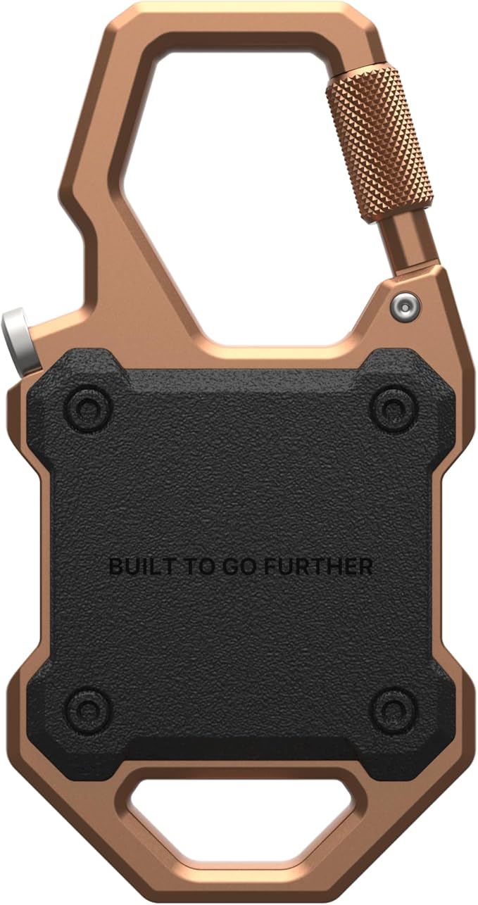 URBAN ARMOR GEAR UAG [Exclusive] Designed for AirTag Case with Built-in Bottle Opener Monarch - Hard Shell Lock Case AirTag Holder Locking Carabiner for Keys, Luggage & Bags, Black/Copper