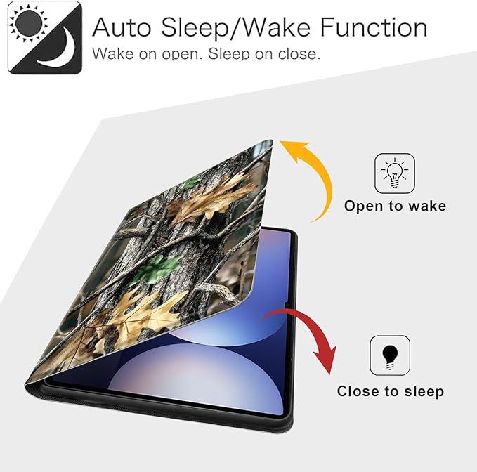 Case for Samsung Galaxy Tab S10 Ultra/Galaxy Tab S9/S8 Ultra 14.6-Inch, Slim PU Leather Stand Cover with Auto Wake/Sleep, Multi-Angle Viewing & Shockproof, Camouflage with Oak