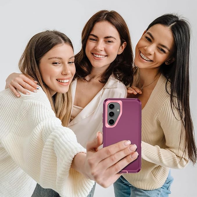 for Samsung Galaxy S24 Plus Case Heavy Duty Protective Shockproof Dropproof 3-Layer Full Body Protection [Without Screen Protector] Tough Rugged Case for Galaxy S24 Plus,Purple/Pink