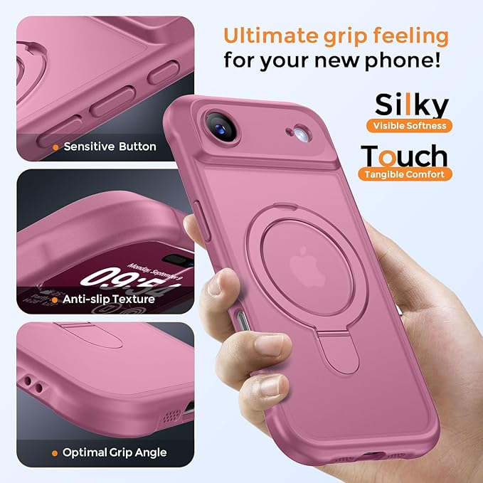 MOCCA Compatible with iPhone Air Case with Magnetic Invisible Stand [Full Camera Protection] [Compatible with Magsafe] Military Drop Shockproof Translucent Matte Phone Case Cover 6.5",Lavender Purple