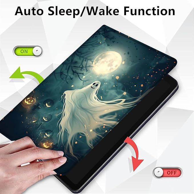 Case for Samsung Galaxy Tab A9+ 11 Inch 2023 Release (SM-X210/X216/X218), Adjustable Stand Auto Wake/Sleep Smart Case for Galaxy Tab A9 Plus Tablet - Halloween Ghost