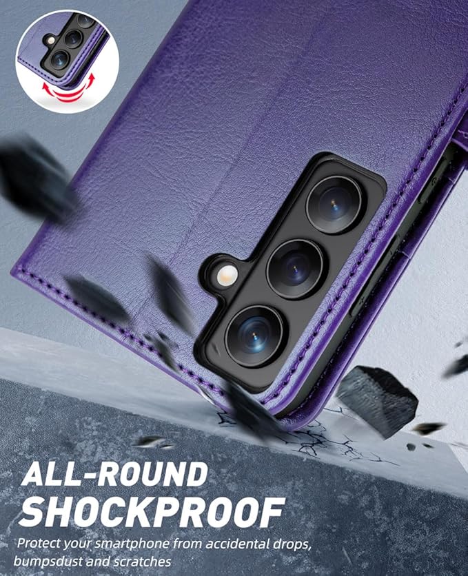 OCASE Compatible with Galaxy S24 5G Wallet Case, PU Leather Flip Folio Case with Card Holders RFID Blocking Kickstand [Shockproof TPU Inner Shell] Phone Cover (2024), Pulple