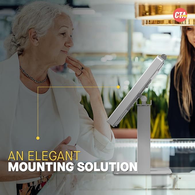 CTA Digital Sleek Rotating POS Desk Mount with Security Enclosure for iPad 10th Gen A16, iPad Air 11" M3 & M2, Pro 11", Galaxy Tab A7 & More - White (PAD-RSDMW)