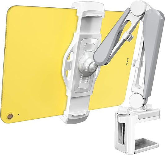 Phone & Tablet Mount with Cable Management, Tablet Holder for Desk/Headboard for Recording/Filming