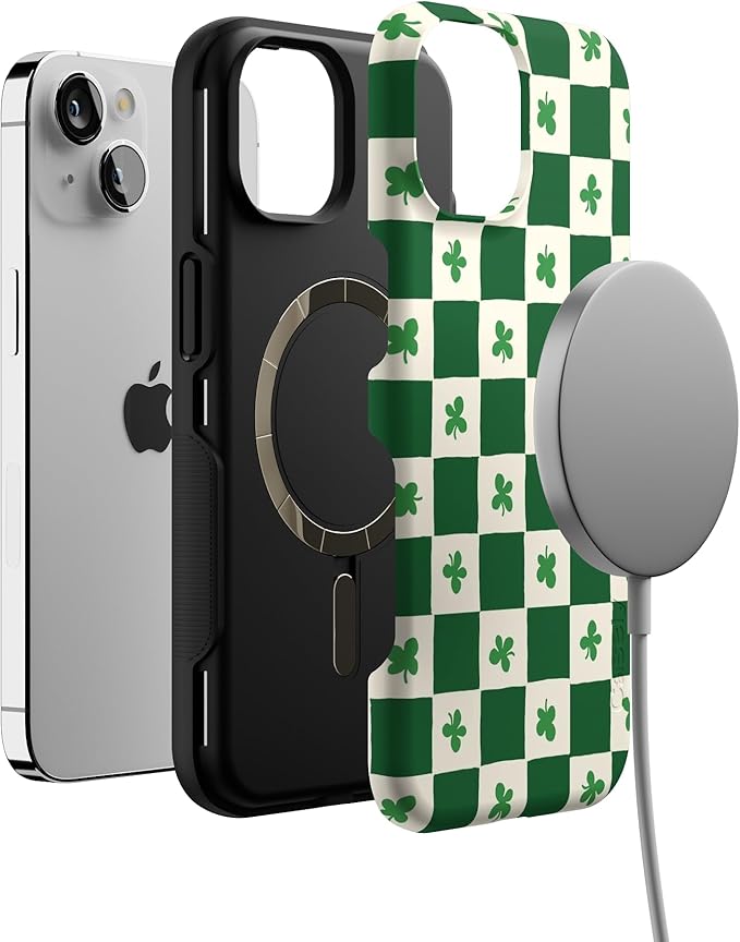 Casely iPhone 14 Case | Lucky You | Shamrock | Compatible with MagSafe | Bold Protective Design