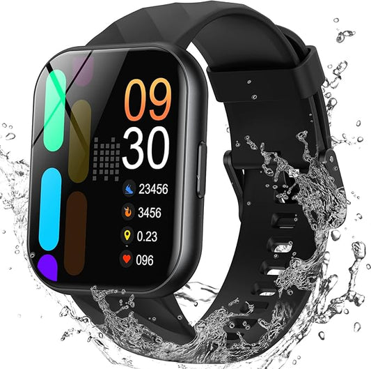 Parsonver Smart Watch, 5ATM Waterproof Watch for Swimming, Fitness Activity Tracker with 110+ Sports Modes, Heart Rate/Sleep/SpO2/Calories Monitor, Pedometer, Fitness Watch for Android & iPhone, Black