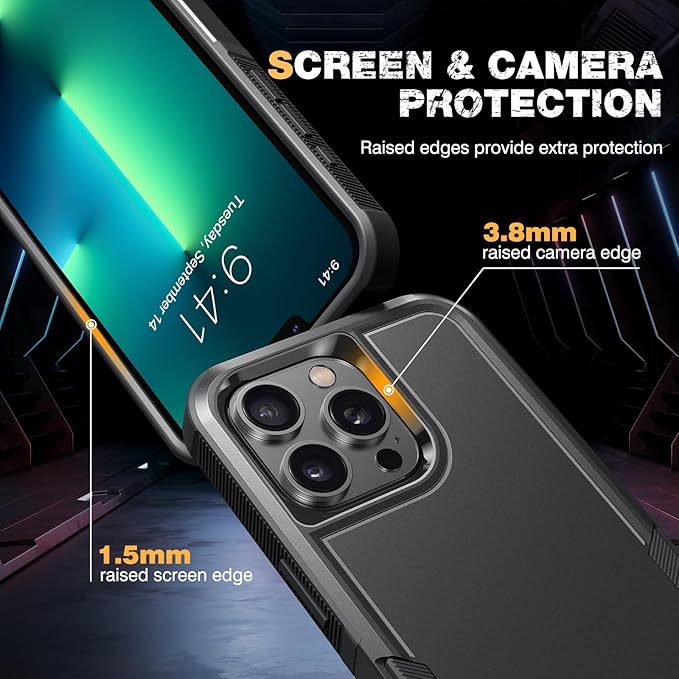 Diaclara Designed for iPhone 13 Pro Case, [with Privacy Screen Protector] [Anti Spy] [Military Grade Drop Protection] Heavy Duty Full-Body Shockproof Phone Case, Black