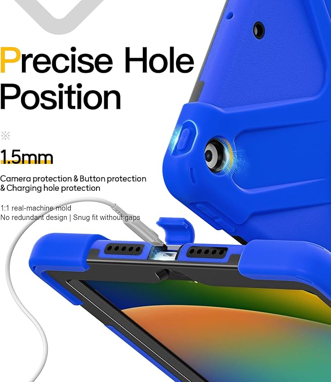 BRAECN for iPad 9th/8th/7th Generation Case, iPad 10.2 inch Heavy Duty Rugged Case with Built in Screen Protector, Hand Strap, Swiveling Stand/Shoulder Straps for iPad 10.2 2021/2021/2019-Blue