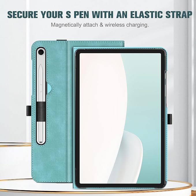 Fintie Case for Samsung Galaxy Tab S10 Lite/ S10 FE/ S9 FE 5G 10.9 Inch/Tab S9 11 Inch with S Pen Holder, Multi-Angle Viewing Protective Cover with Pocket, Auto Sleep/Wake, Turquoise