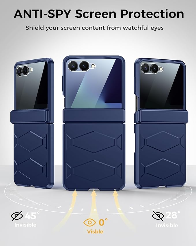 for Samsung Galaxy Z Flip 7 Case,Built-in Privacy Screen Protector&Hinge Protection Shockproof All-Inclusive Smartphone Cover for Samsung Galaxy Z Flip 7(Blue)