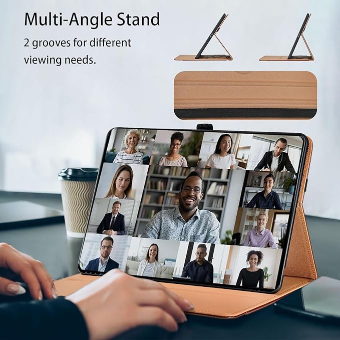 Tablet Case for Samsung Galaxy Tab A7 10.4 Inch 2020 (SM-T500/T505/T507) PU Leather Folio Flip Cover for Tab A7 SM T500 Multi-Angle Stand with Card Pocket ＆ Hand Starp,Brown