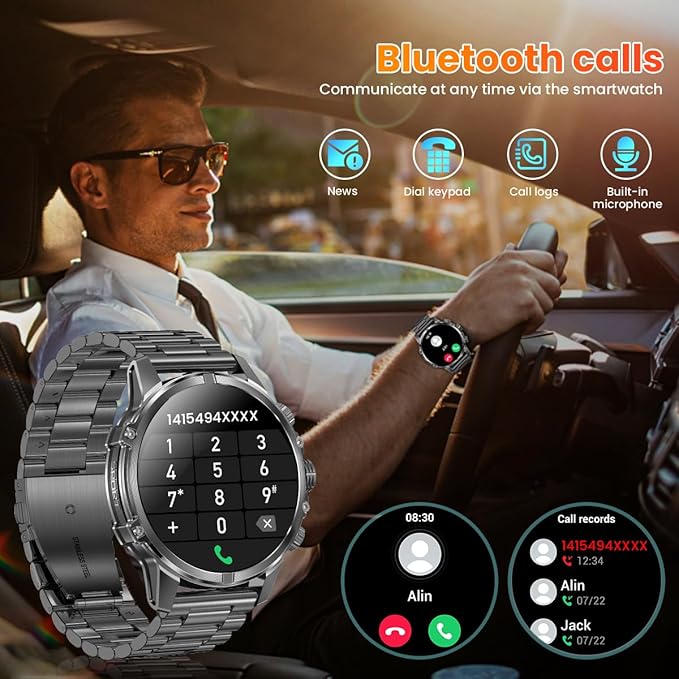 Indestructible Military Smart Watches for Men (Answer/Make Call) 1.85 Amoled IP67 Waterproof Smartwatch with Flashlight 129 Sports Mode Fitness Tracker 100 Days Battery for Android iPhone Black