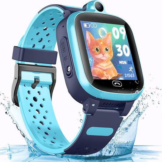 Kids 4G GPS smart watch for boy girl 3-15 years old Global Real-Time tracking watches Waterproof Cell Phone watch Child Video Chat Device SOS Alarm Camera Geo-Fence Pedometer Anti-Lost Tracker Locator