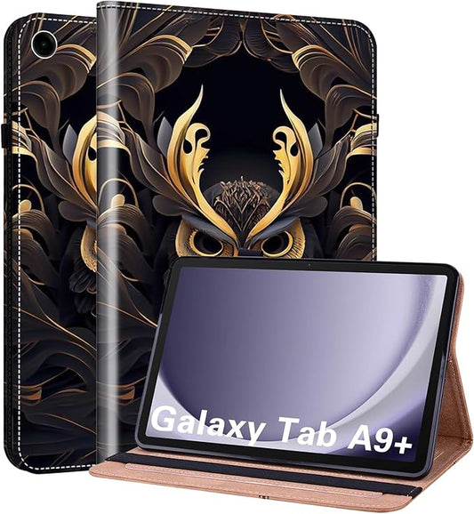 ALILANG Case for Samsung Galaxy Tab A9 Plus 11 Inch Case 2023 with Stylus, Shockproof Folding Stand Cover for Samsung Tab A9+ (SM-X210/X216/X218) Tablet Cases -Owl