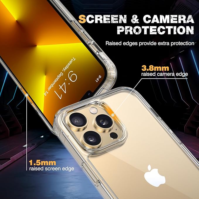 Diaclara Designed for iPhone 13 Pro Max Case, [with Privacy Screen Protector] [Anti Spy] [Military Grade Drop Protection] Heavy Duty Full-Body Shockproof Phone Case, Clear