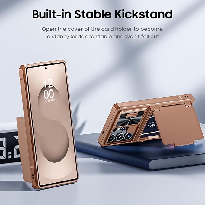 for Samsung Galaxy S25 Ultra Case Wallet with RFID [Cards Holder][Camera Cover][Edge Raised] Full Body Shockproof Silicone Protective Phone Case for Galaxy S25 Ultra 6.9" 2025 (Desert Gold)