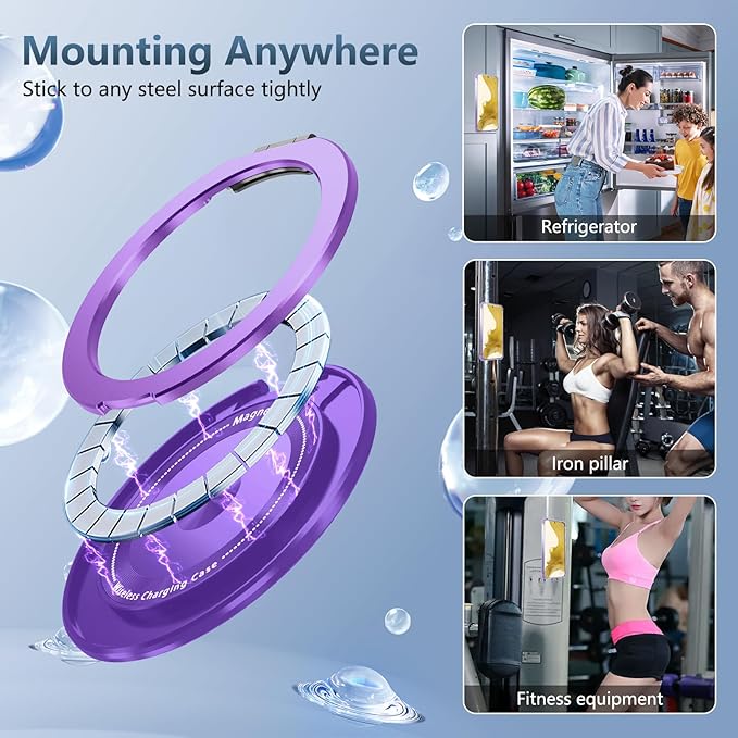 for Samsung Galaxy S22 Case Magnetic Compatible with MagSafe Wireless charging,with 360°Kickstand Ring,for S22 Phone Case with Screen Protector,Military Grade Drop Protection Shockproof Purple