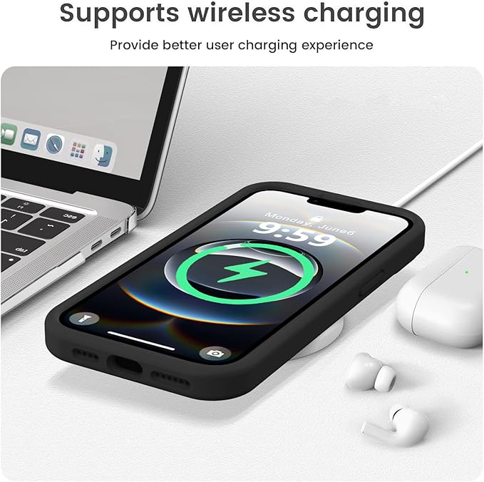 Vooii Compatible with iPhone 16e Case, Liquid Silicone Upgrade [Camera Protection] [Soft Anti-Scratch Microfiber Lining] Shockproof Phone Case for iPhone 16e 6.1 inch - Black