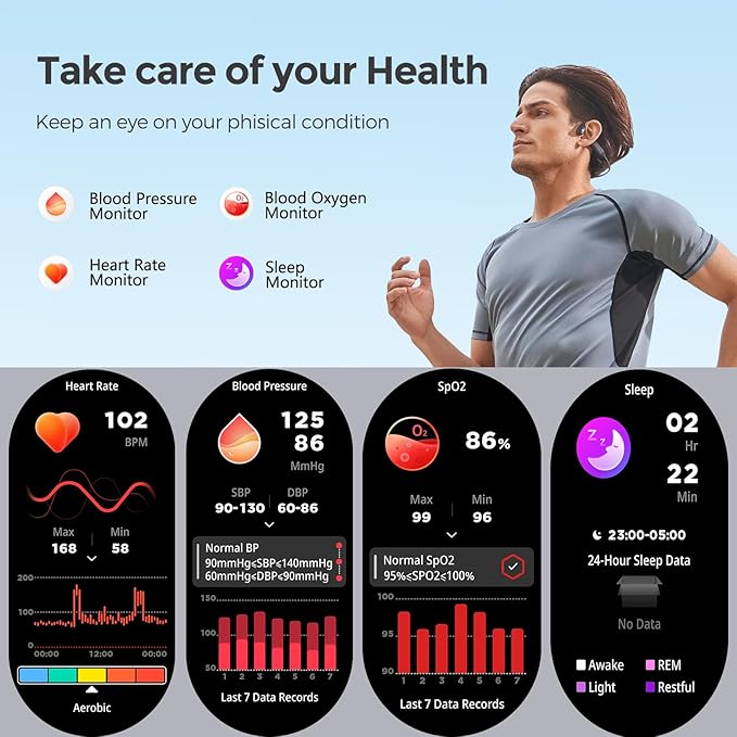 VIRAN Smart Watches for Men, 1.43'' AMOLED Fitness Watch with Pedometer and Heart Rate/Sleep/BP/Spo2 Monitor, Military Smart Watch for Android Phones and iPhone Compatible, 120+ Sports Modes (Orange)