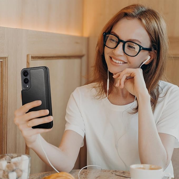 DJDUCK Designed for Samsung Galaxy S25 Edge Case Wallet with Card Holder, [Magnetic Clasp Cover] [RFID Blocking Leather Protection] Shockproof Women Men Cases for Samsung S25 Edge Black