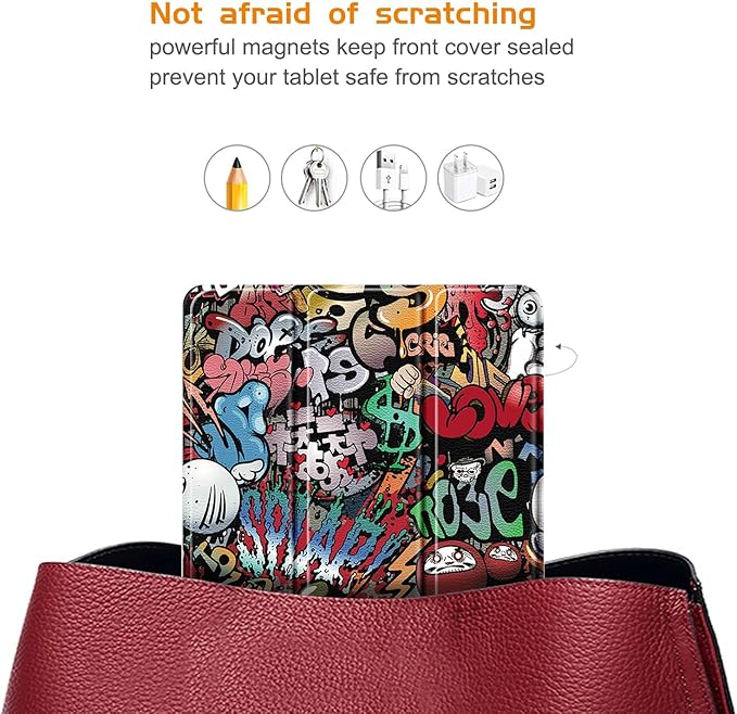 Case for Lenovo Tab P12 12.7 Inch 2023 Tablet, Smart Soft TPU Back Shell Cover with Auto Wake/Sleep Function,Graffiti