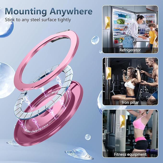 for Samsung Galaxy S23 Plus Case Magnetic Compatible with MagSafe Wireless Charging,with Screen Protector,for S23+Plus Phone Case with Stand Ring Shockproof Military Grade Drop Protection Pink