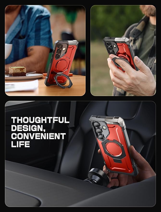 SUPCASE for Samsung Galaxy S25 Case with Stand (Unicorn Beetle Grip), [Compatible with MagSafe] [Military-Grade Drop Protection] Heavy Duty Shockproof Magnetic Phone Case for Galaxy S25 6.2", Ruddy