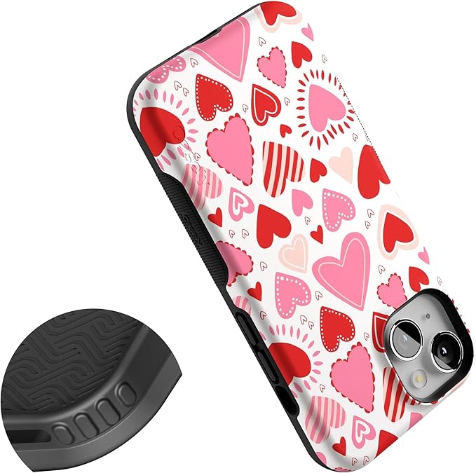 Casely iPhone 14 Case | Love Struck | Pink Heart Stickers | Compatible with MagSafe | Bold Protective Design