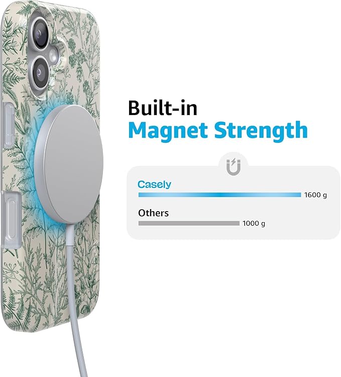 Casely iPhone 17 Case | Sage Garden | Green Floral | Compatible with MagSafe | Classic Ultra Slim Design