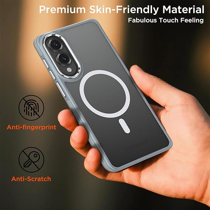 Case for Samsung Galaxy S25 Edge, Fits for Magsafe, Anti-Scratch Translucent Matte Cover [Non-Slip Grip], Color Hybrid Magnetic Phone Case for Galaxy S25 Edge, Drop Resistant (Grey/White)