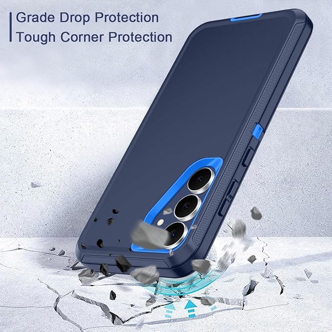 for Samsung Galaxy S25 FE Case Heavy Duty Protective Shockproof Dropproof 3-Layer Full Body Protection [Without Screen Protector] Tough Rugged Case for Galaxy S25 FE,Navy Blue