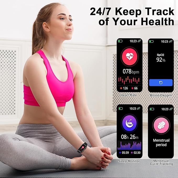 Smart Watch, Smartwatch for Men Women with 24 Sport Modes, IP68 Waterproof Fitness Tracker with 24/7 Heart Rate/Sleep/SpO2 Monitor, Step Tracker, Pedometer, Activity Tracker for Android iOS