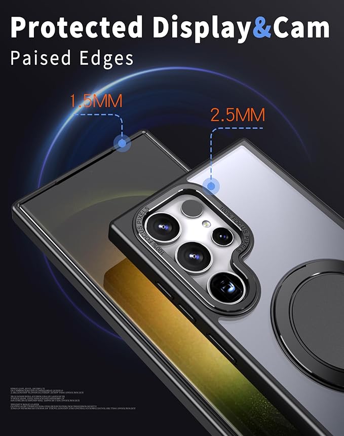 Magnetic Stand Case for Samsung Galaxy S24 Ultra 6.8" [with 2 Screen Protectors] [360° Rotation Magnetic Stand] [Compatible with Magsafe] Military-Grade Drop Protection Case, Black