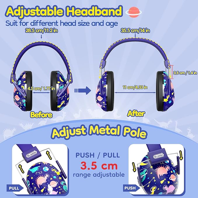 Dr.meter Noise Cancelling Headphones for Kids Adults: 27SNR Adjustable Ear Muffs for Noise Reduction- Kids Ear Protection for Monster Jam, Airplane, Fireworks, Concerts and Sports Events