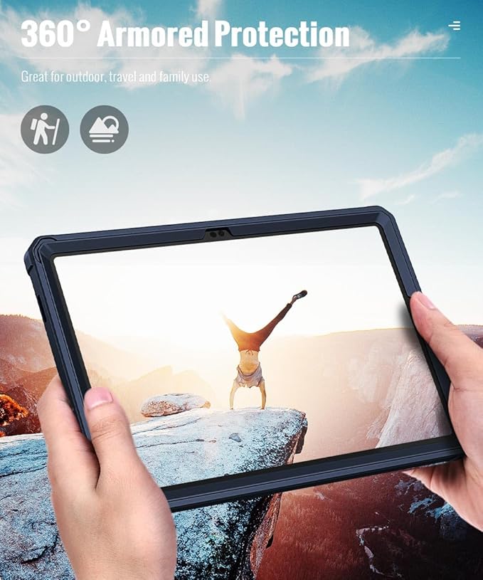 MoKo Case Fit Galaxy Tab A9 Plus 11-Inch 2023 (SM-X210/X216/X218), Shockproof Full Body Rugged Stand Back Cover Built-in Screen Protector Fit Galaxy Tab A9+ 11" 2023, Dark Blue