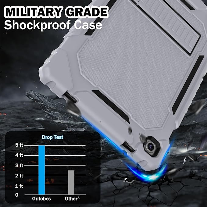 Grifobes for Samsung Galaxy Tab A9 Plus 11 Inch 2023 Cases, Heavy Duty Shockproof Rugged Cover for New Samsung Tablet A9+ 11" Case (SM-X210/X216/X218) with Kickstand for Kids, Dark Grey