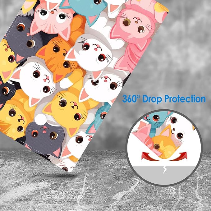 Case for Samsung Galaxy Tab A9 Plus 11 Inch 2023 Model (SM-X210/X216/X218), Slim Lightweight PU Leather Stand Cover with Auto Wake/Sleep, Cute Cartoon Cats