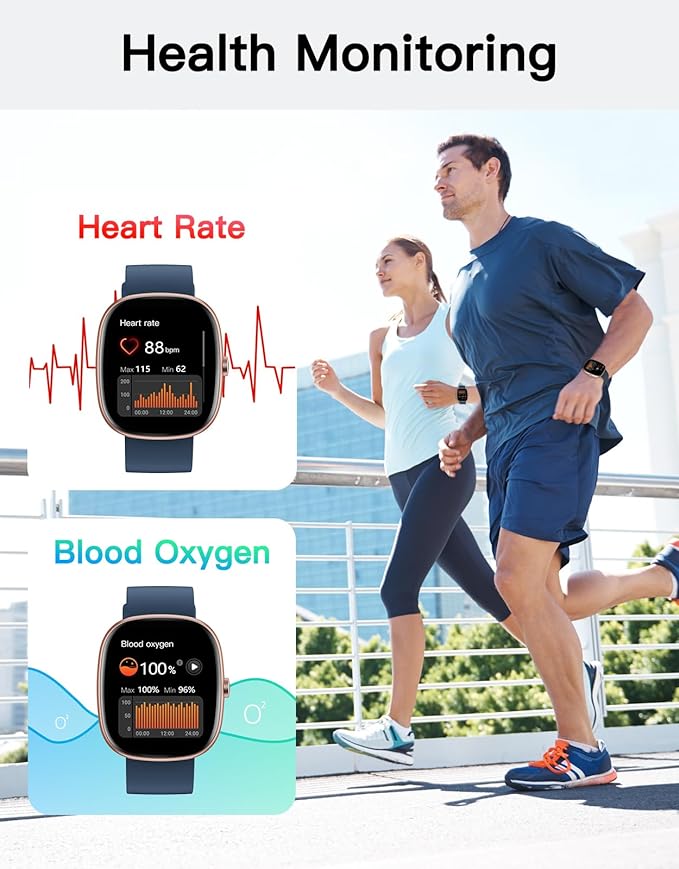 Fitness Tracker 2025 Ver. (Answer/Make Calls), 1.85" Smart Watch Fitness Watches for Women Men with 24/7 Heart Rate Blood Oxygen Monitor Sleep Tracker 100+ Sport Modes IP68 Waterproof (Blue)