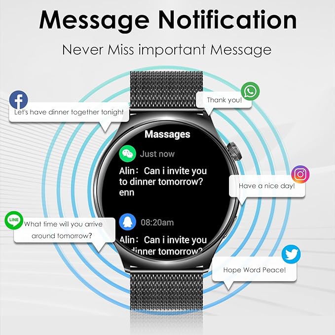 Smart Watch for Men Women, 1.43" HD AMOLED Bluetooth Call Smartwatch Compatible Android iPhone Phones with Fitness Tracker Counter/Heart Rate Sleep Monitor/120+ Sports Modes/IP68 Waterproof, Black