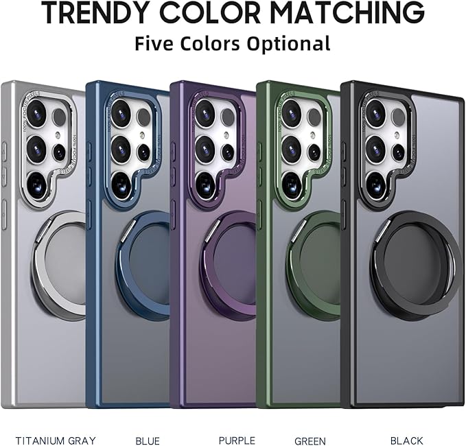 Magnetic Stand Case for Samsung Galaxy S22 Ultra/S23 Ultra [with 2 Screen Protectors] [360° Rotation Magnetic Stand] [Compatible with Magsafe] Military-Grade Drop Protection Case, Purple