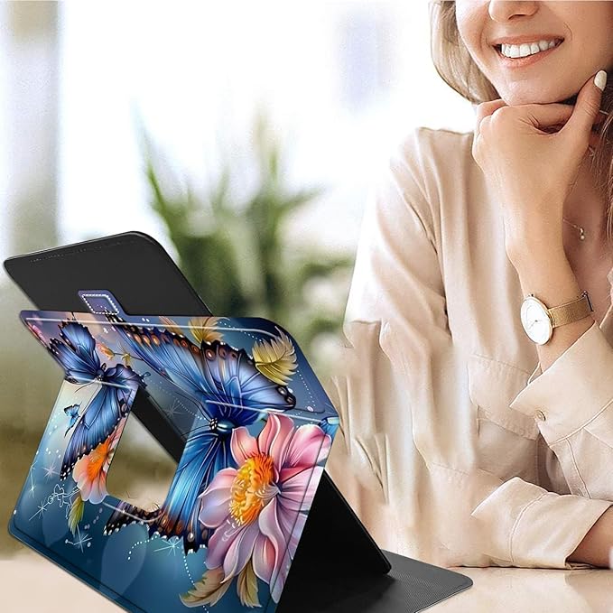 for Lenovo Tab M9 Case,9 inch Tablet Cover, Magnetic Closure Travel Portable Protective Case with 360 Degree Rotating Stand for Lenovo Tab M9 TB-310FU 2023-Blue Butterfly