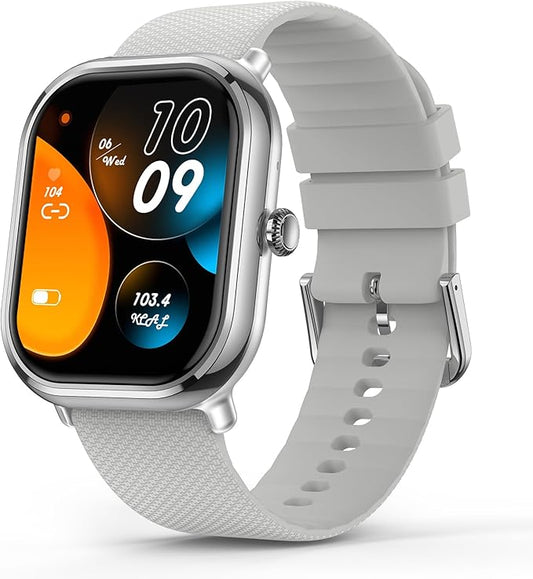 Smart Watch for Men, 1.96" AMOLED Smartwatch with 100+ Sport Modes Blood Pressure Blood Oxygen Heart Rate Monitor, IP68 Waterproof Fitness Tracker Compatible with iOS and Android(Silver)