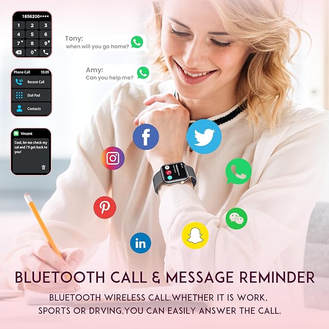 Smartwatch Women Fitness Tracker Watch: Black Smart Watches for Women Make Answer Bluetooth Call Android Phones iPhone Compatible 123+ Sport Modes IP68 Waterproof Digital Pedometer Heart Rate Monitor