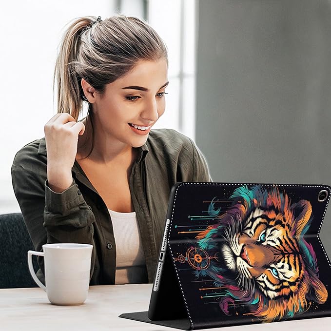 Case for Galaxy Tab A9 Plus ， Auto Sleep/Wake Multi-Angle Viewing Slim Folio Stand Cover for Samsung Galaxy Tab A9+/A9 Plus 11 Inch 2023 (SM-X210/X216/X218), Tiger
