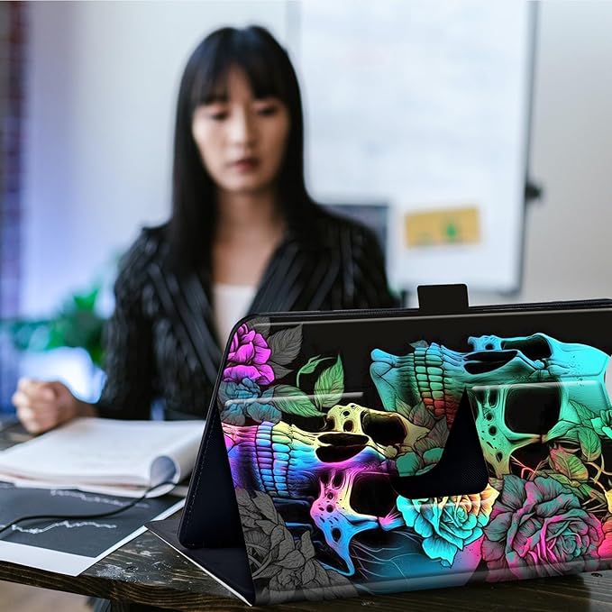 Case for Lenovo Tab P11 Pro Gen 2 11.2" 2022,Mxfdegf 360 Degree Rotating Stand and Magnetic Closure Case for 11.2 inch Lenovo Tab P11 Pro 2nd Generation,Colorful Rose Flower Skull