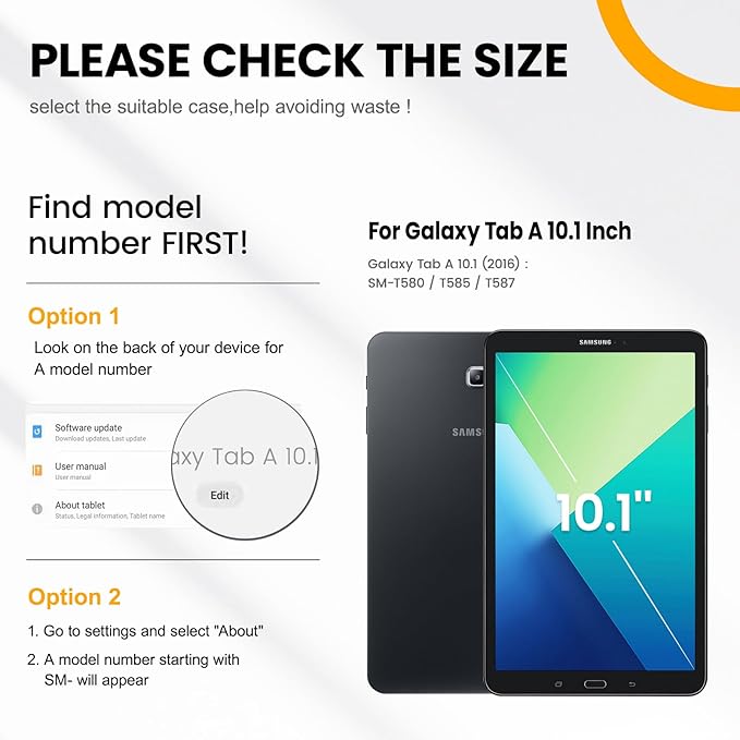 Timecity Case for Samsung Galaxy Tab A 10.1 inch 2016 Release, SM-T580 T585 T587, Heavy Duty Protection Case with Screen Protector, Stand, Hand Strap and Shoulder Strap Stylus Holder - Black